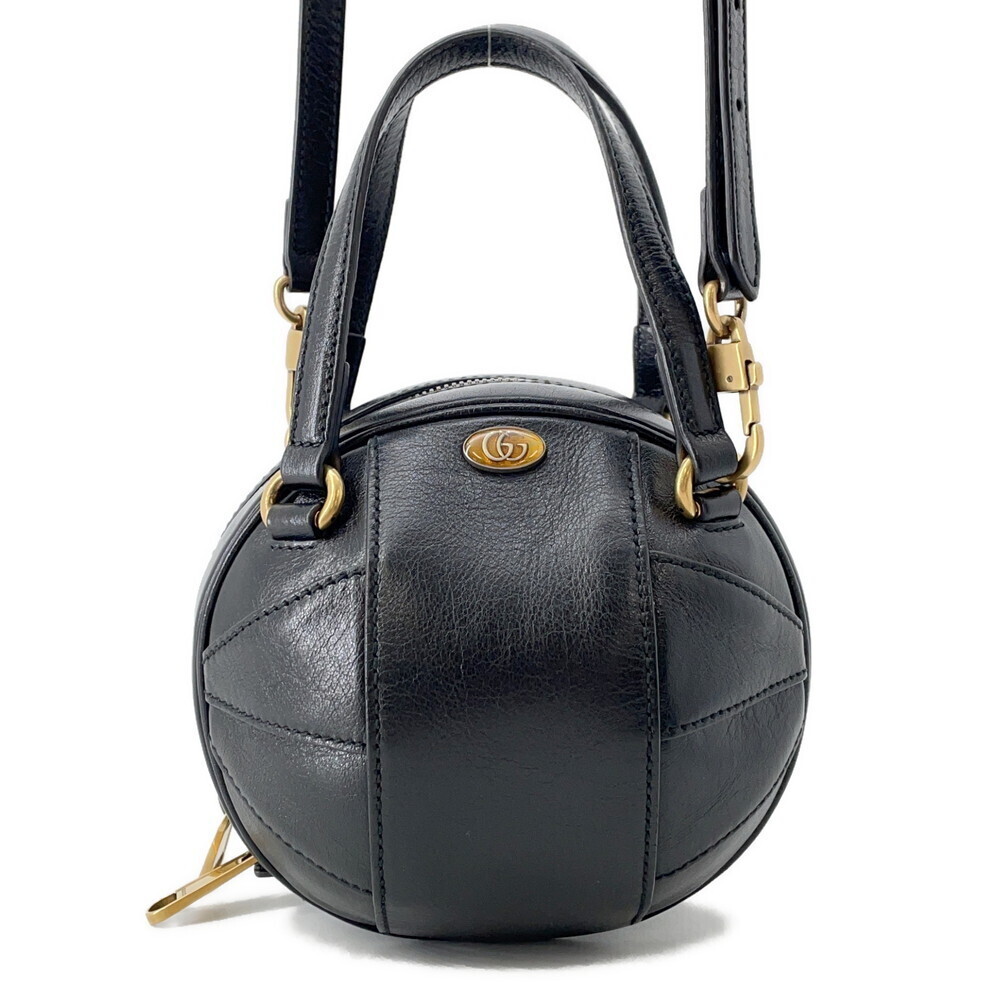 Gucci handbag GG logo basketball leather shoulder bag black